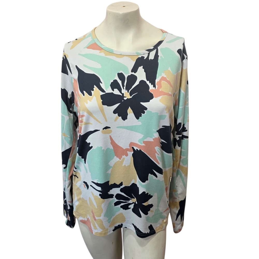 Hang Ten UPF 50 Floral Long Sleeve Swim Shirt Rash Guard Top Large